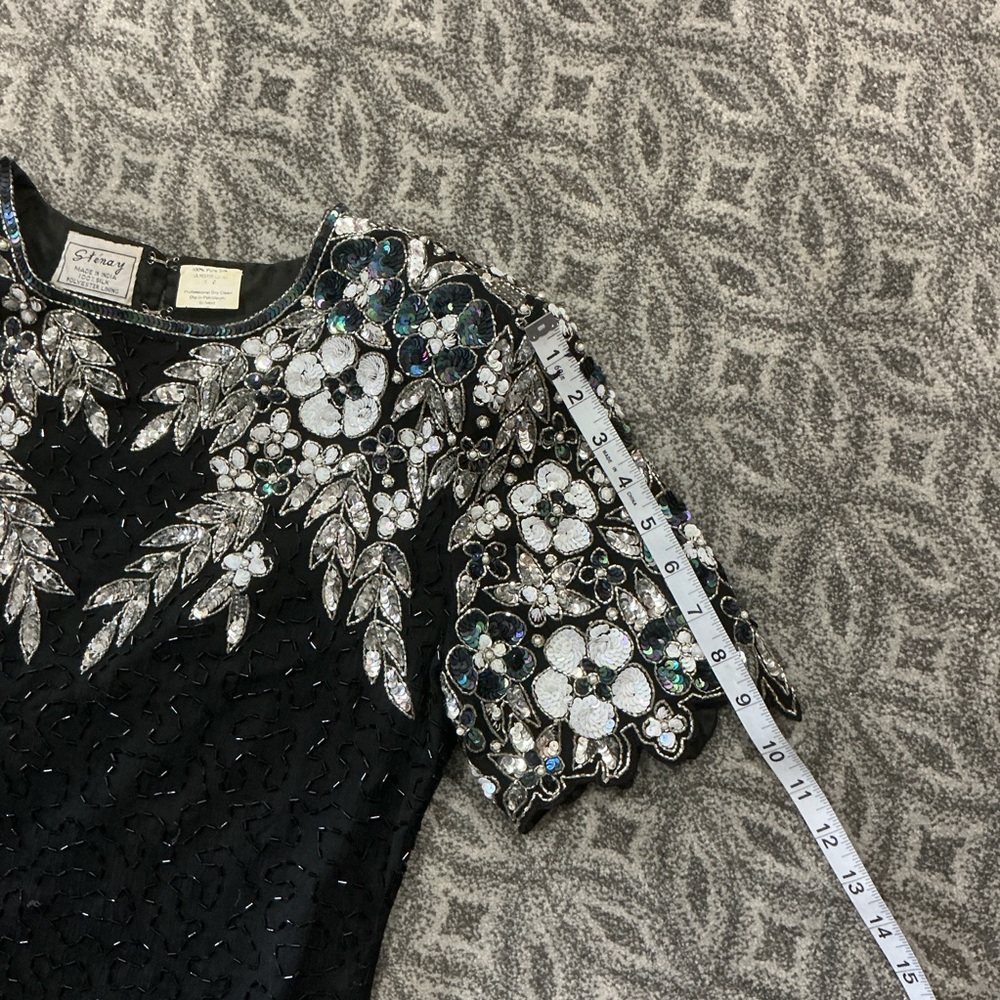 STENAY Vintage Beaded Silk Cocktail Dress - Picture 12 of 15